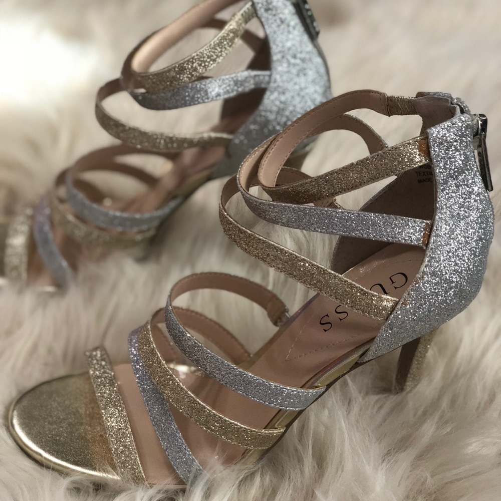 Guess silver & gold high heels Sz6 - Picture 2 of 7